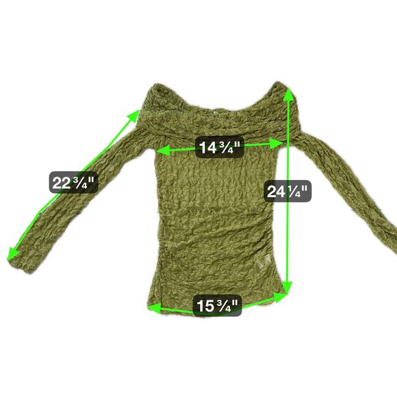 Zara Women's Off the Shoulder Sz L Pistachio Green Lace Sheer Top - Picture 10 of 10